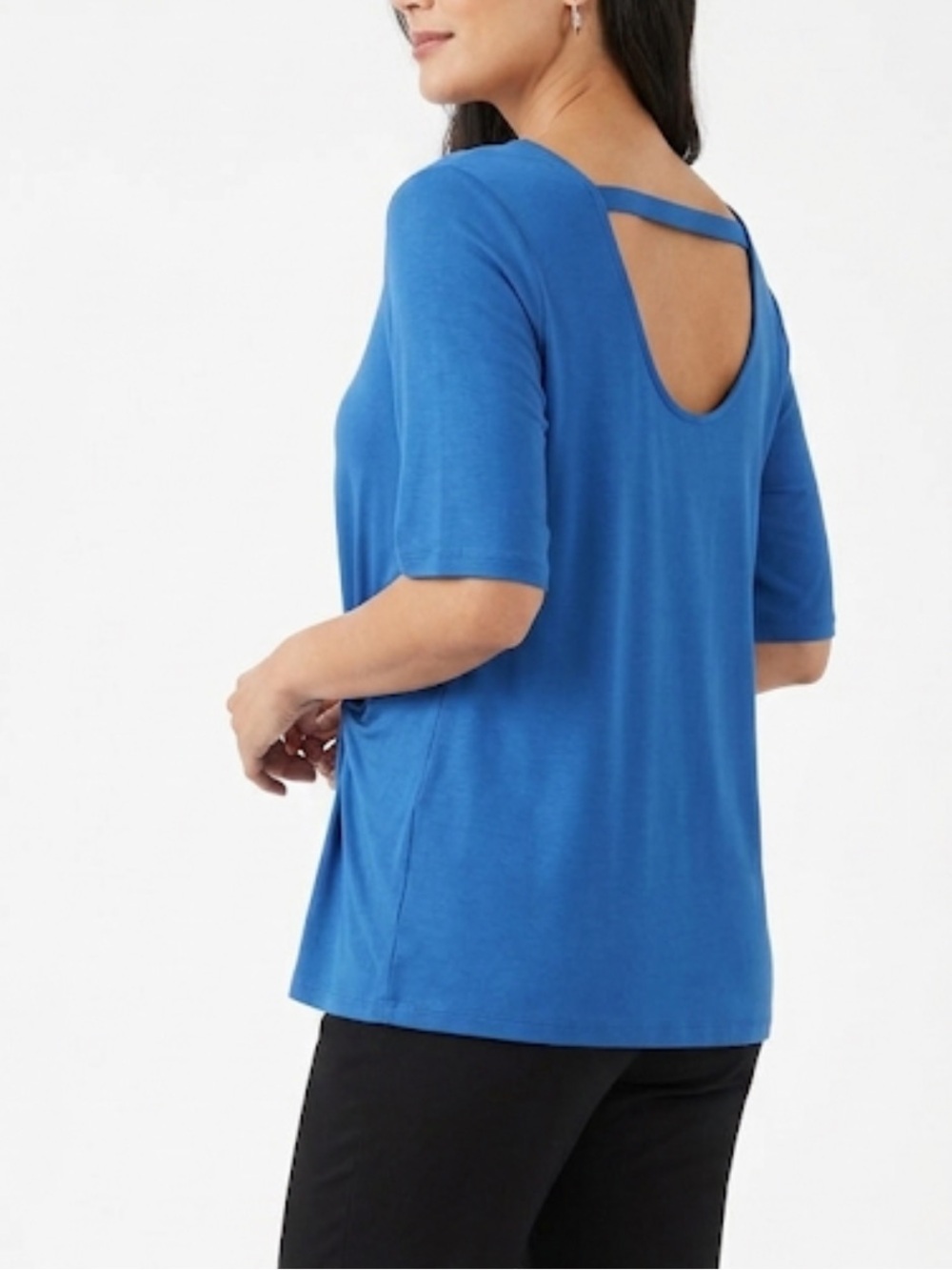 Soft surroundings women’s blue top made in turkey size L 96% rayon - Picture 2 of 8